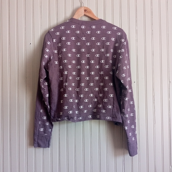 mauve champion monogram pullover cropped sweater - Picture 4 of 4
